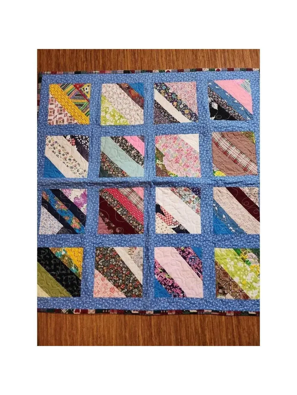 Gorgeous Handmade Jelly Roll Fun and Bright Quilt 38 x 38 Inch